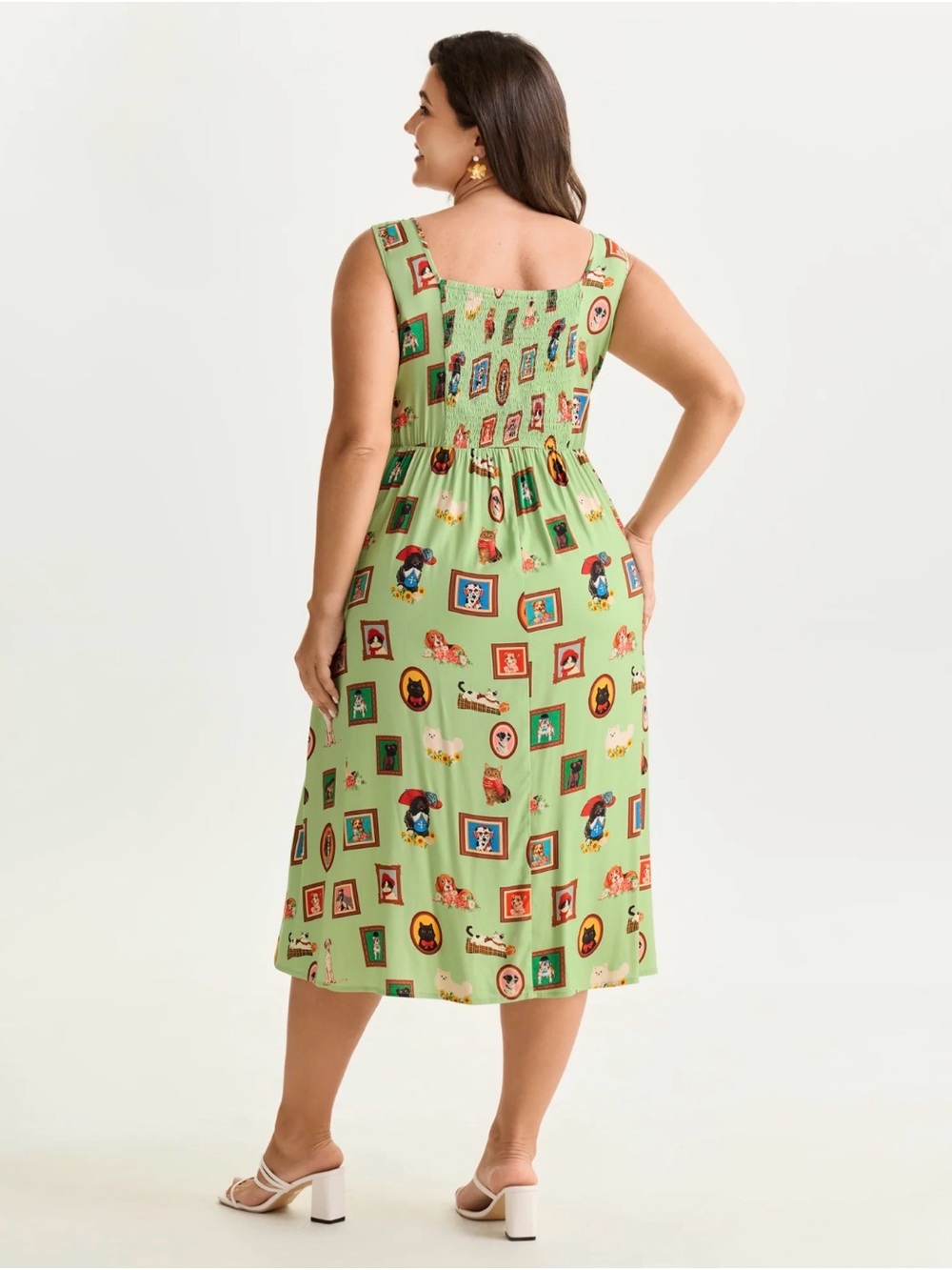 BloomChic Light Green Printed Midi Dress - Picture 2 of 4